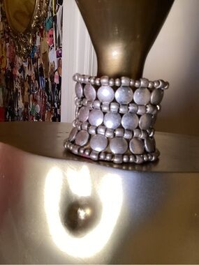 Vintage Silver Beaded Stretch Bracelet - Women Jewelry